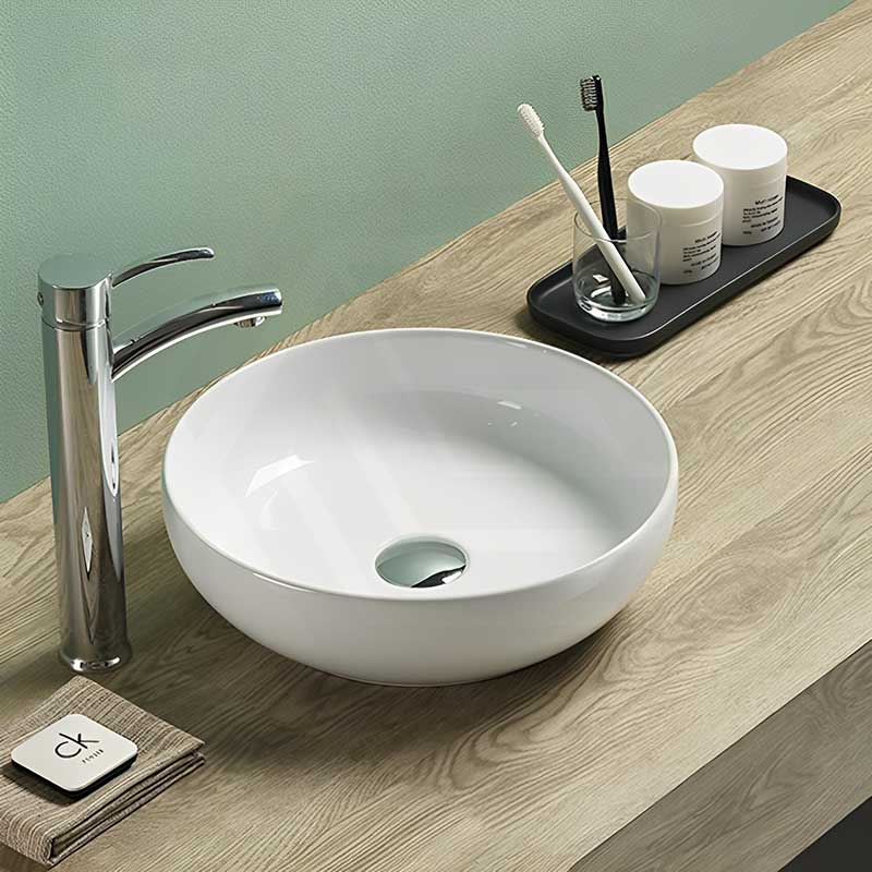 Lukka Oban Round Above Counter Ceramic Basin 377x377x110mm - Variant Colour