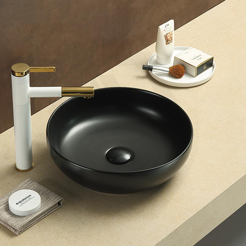 Lukka Oban Round Above Counter Ceramic Basin 377x377x110mm - Variant Colour