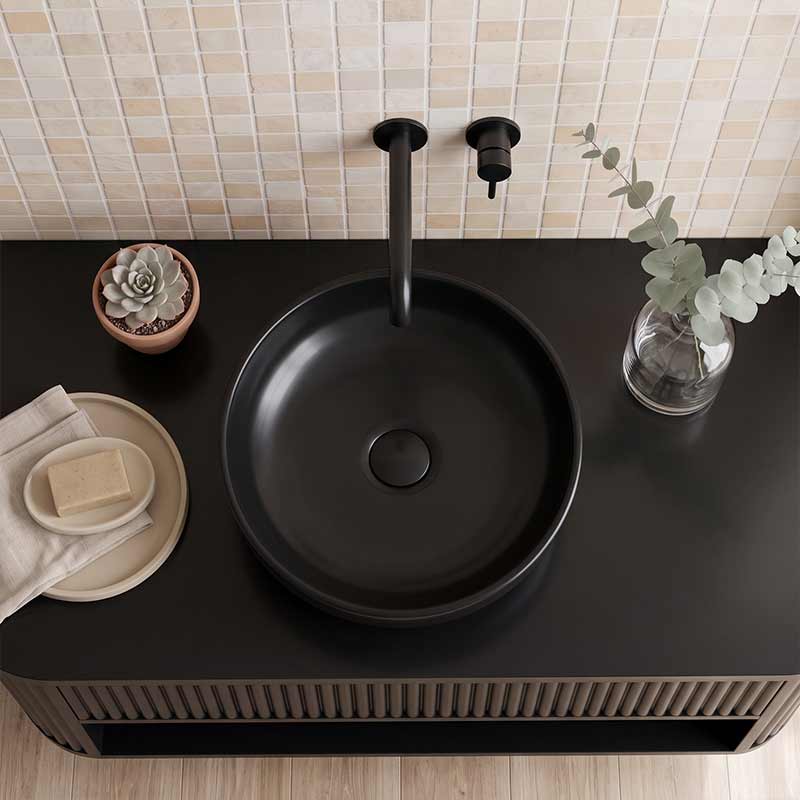 Lukka Oban Round Above Counter Ceramic Basin 377x377x110mm - Variant Colour