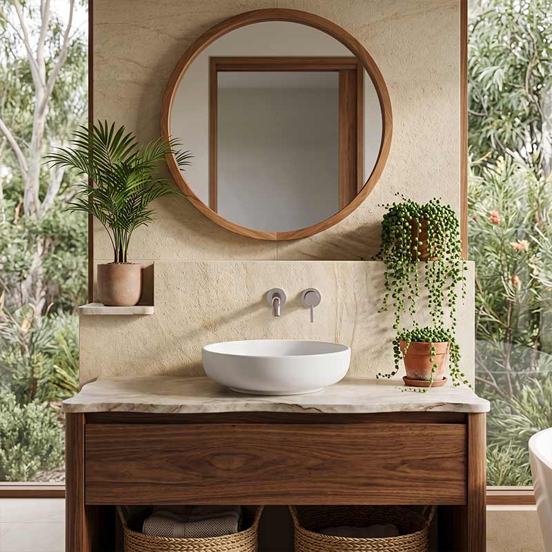 Lukka Oban Round Above Counter Ceramic Basin 377x377x110mm - Variant Colour