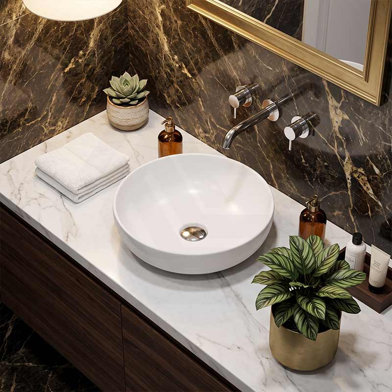 Lukka Oban Round Above Counter Ceramic Basin 377x377x110mm - Variant Colour