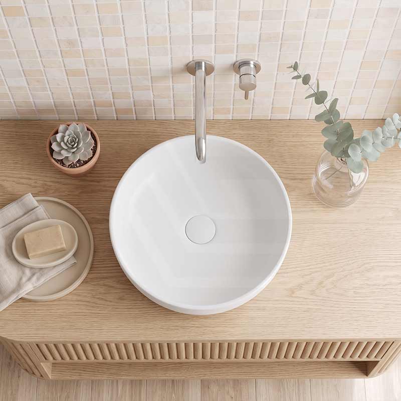 Lukka Oban Round Above Counter Ceramic Basin 377x377x110mm - Variant Colour