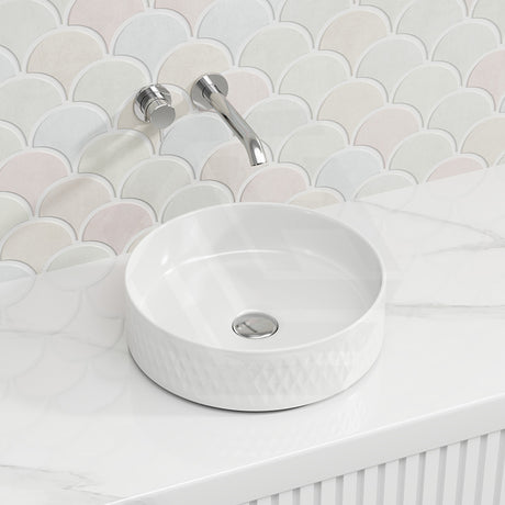 Lukka Ollia Diamond Round Above Counter Ceramic Basin 360x360x120mm - Various Colour