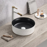 Lukka 360x360x120mm Ollia Diamond Round Above Counter Ceramic Basin Matt Black & White