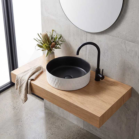 Lukka Ollia Diamond Round Above Counter Ceramic Basin 360x360x120mm - Various Colour