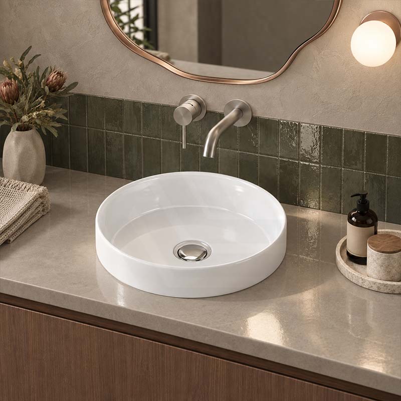 Lukka Olley Round Inset Ceramic Basin 400x400x110mm - Gloss White