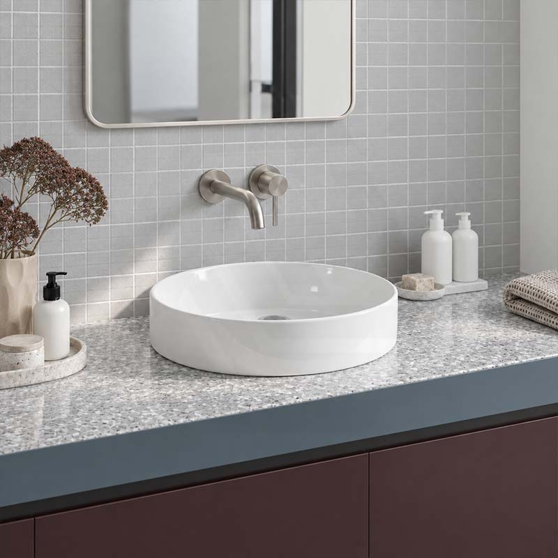 Lukka Olley Round Inset Ceramic Basin 400x400x110mm - Gloss White
