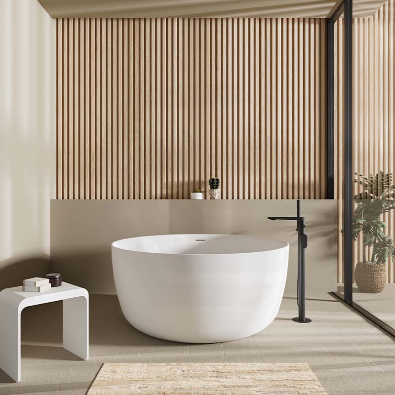 Lukka 1350mm Olley Round Free Standing Acrylic Bathtub with Overflow Variant Colour Available