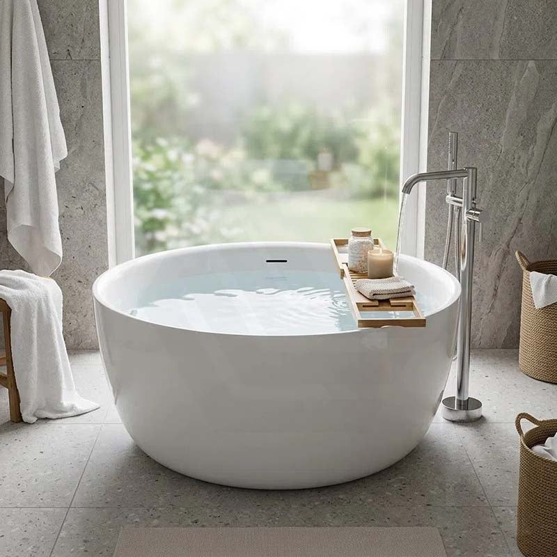 Lukka Olley Round Freestanding Acrylic Bathtub with Overflow 1350mm - Variant Colour