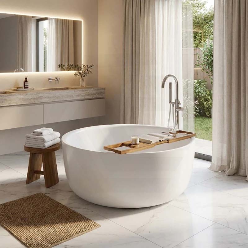 Lukka Olley Round Freestanding Acrylic Bathtub with Overflow 1350mm - Variant Colour