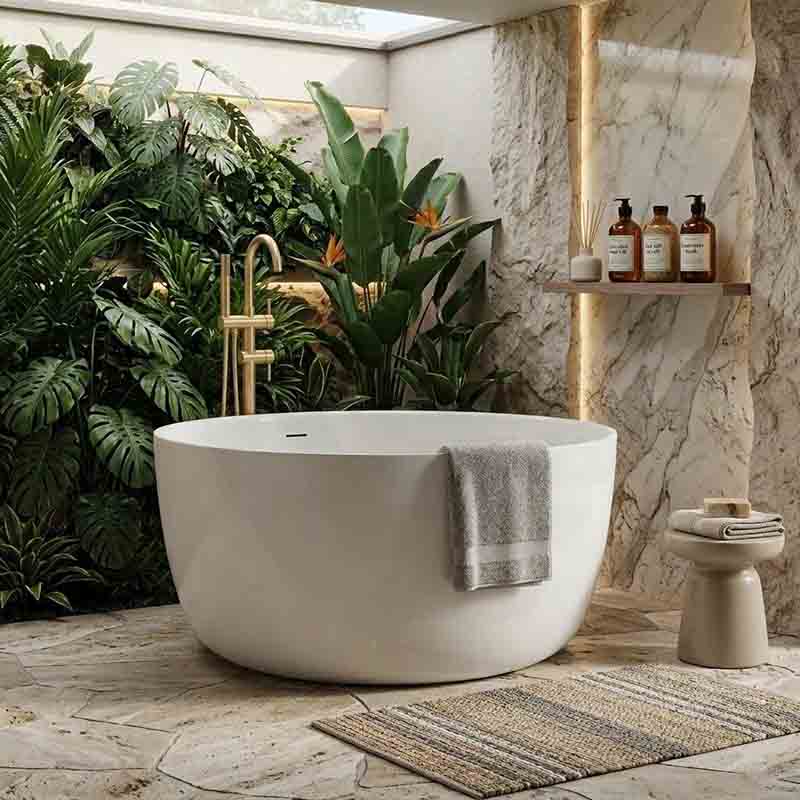 Lukka Olley Round Freestanding Acrylic Bathtub with Overflow 1350mm - Variant Colour