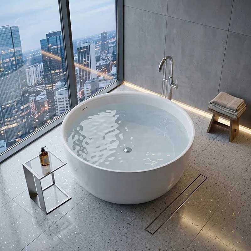 Lukka Olley Round Freestanding Acrylic Bathtub with Overflow 1350mm - Variant Colour