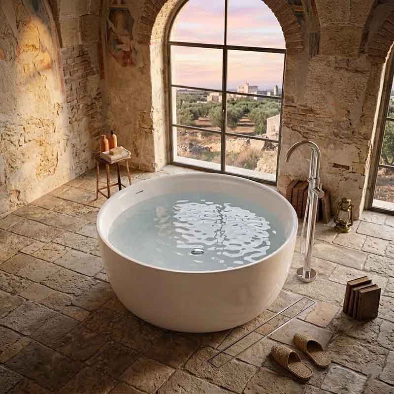 Lukka Olley Round Freestanding Acrylic Bathtub with Overflow 1350mm - Variant Colour
