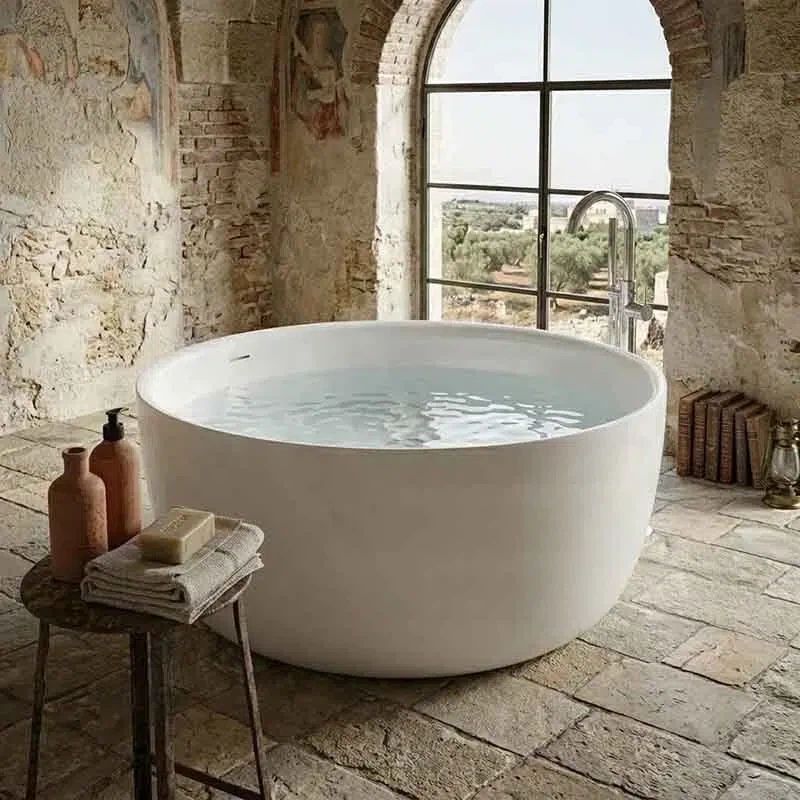 Lukka Olley Round Freestanding Acrylic Bathtub with Overflow 1350mm - Variant Colour