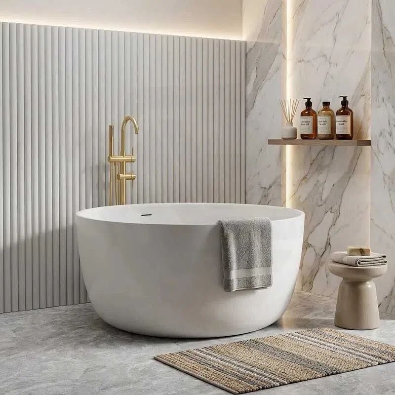 Lukka Olley Round Freestanding Acrylic Bathtub with Overflow 1350mm - Variant Colour