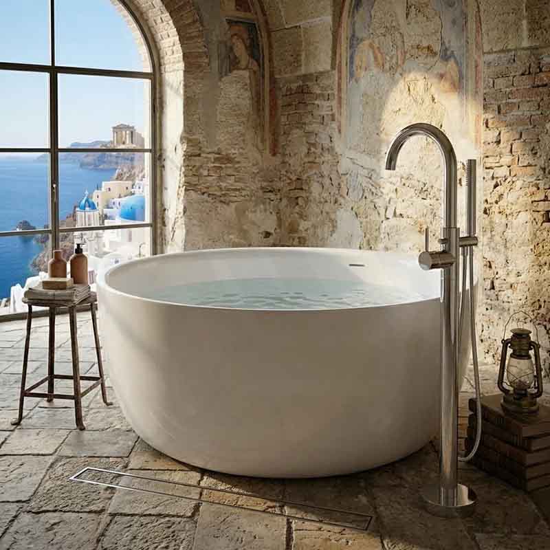 Lukka Olley Round Freestanding Acrylic Bathtub with Overflow 1350mm - Variant Colour