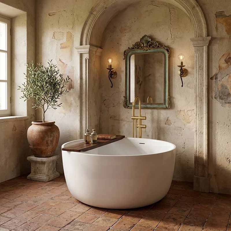 Lukka Olley Round Freestanding Acrylic Bathtub with Overflow 1350mm - Variant Colour
