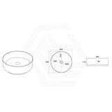 Lukka Ollia 346x346x114mm Round Fine Ceramic Above Counter Basin with Silk-Line Pattern Outside Available In Various Colors