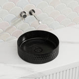 Lukka Ollia 360x360x120mm Round Fine Ceramic Above Counter Basin Matt Carrara Black / White No Overflow