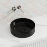 Lukka Ollia 360x360x120mm Round Fine Ceramic Above Counter Basin Matt Carrara Black / White No Overflow