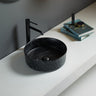 Lukka Ollia 360x360x120mm Round Fine Ceramic Above Counter Basin Matt Carrara Black / White No Overflow