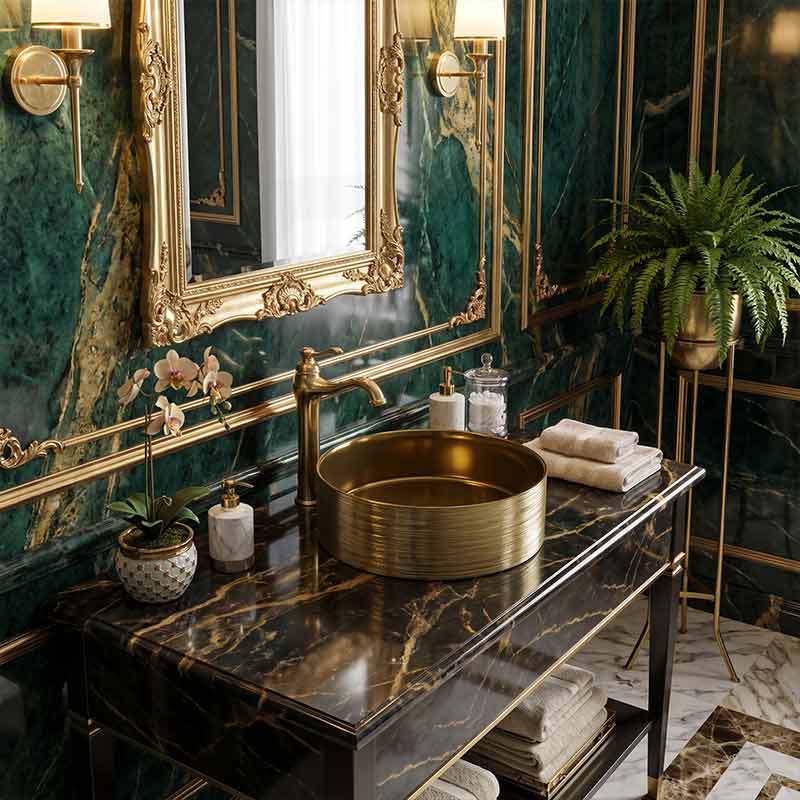 Lukka Ollia Round Fine Ceramic Above Counter Basin with Silk-Line Pattern Outside 346x346x114mm - Variant Color