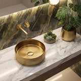 Lukka Ollia Round Fine Ceramic Above Counter Basin with Silk-Line Pattern Outside 346x346x114mm - Variant Color