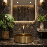 Lukka Ollia Round Fine Ceramic Above Counter Basin with Silk-Line Pattern Outside 346x346x114mm - Variant Color