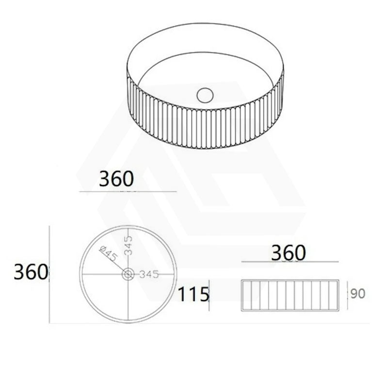 Lukka Olley 360/400mm Fine Ceramic Fluted Above Counter Basin Variant Colour Available