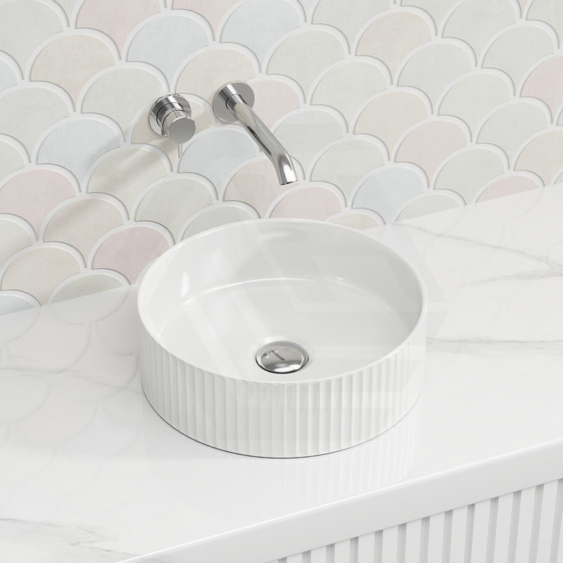 Lukka Olley Fine Ceramic Fluted Above Counter Basin 360/400mm - Variant Colour Available
