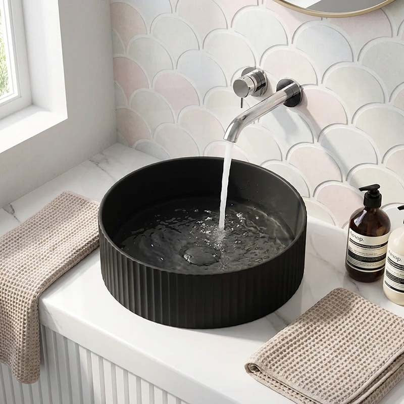 Lukka Olley Fine Ceramic Fluted Above Counter Basin 360/400mm - Variant Colour Available