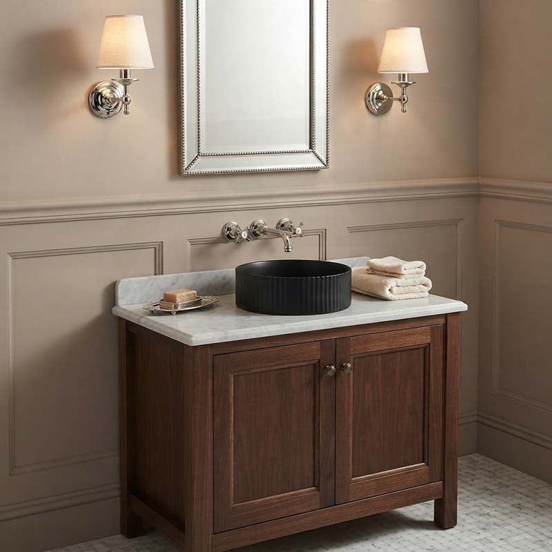 Lukka Olley Fine Ceramic Fluted Above Counter Basin 360/400mm - Variant Colour Available