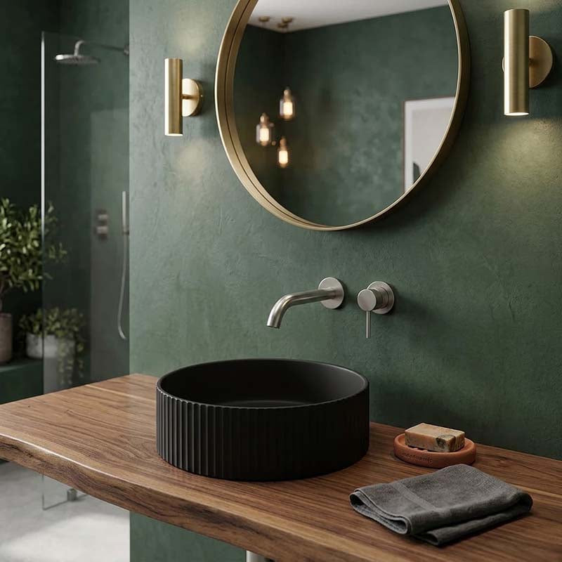 Lukka Olley Fine Ceramic Fluted Above Counter Basin 360/400mm - Variant Colour Available