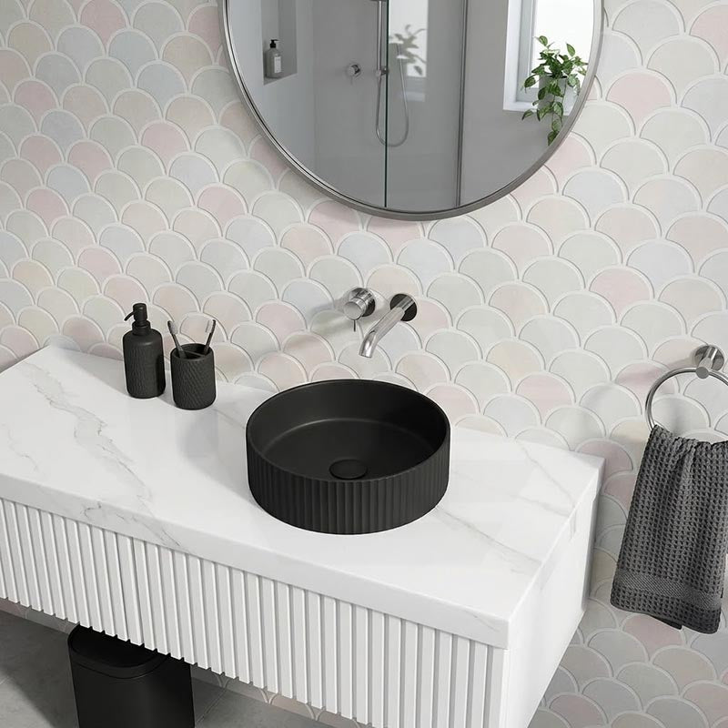 Lukka Olley Fine Ceramic Fluted Above Counter Basin 360/400mm - Variant Colour Available