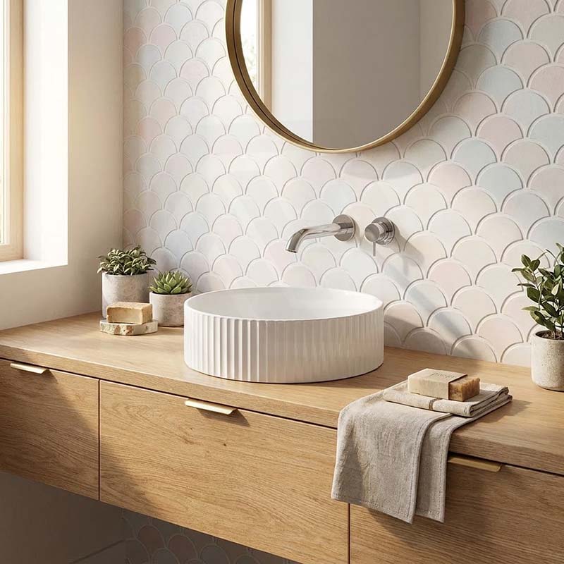 Lukka Olley Fine Ceramic Fluted Above Counter Basin 360/400mm - Variant Colour Available