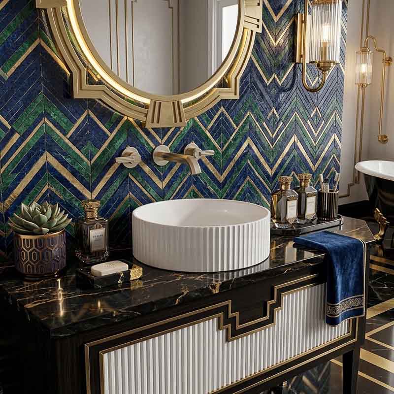 Lukka Olley Fine Ceramic Fluted Above Counter Basin 360/400mm - Variant Colour Available