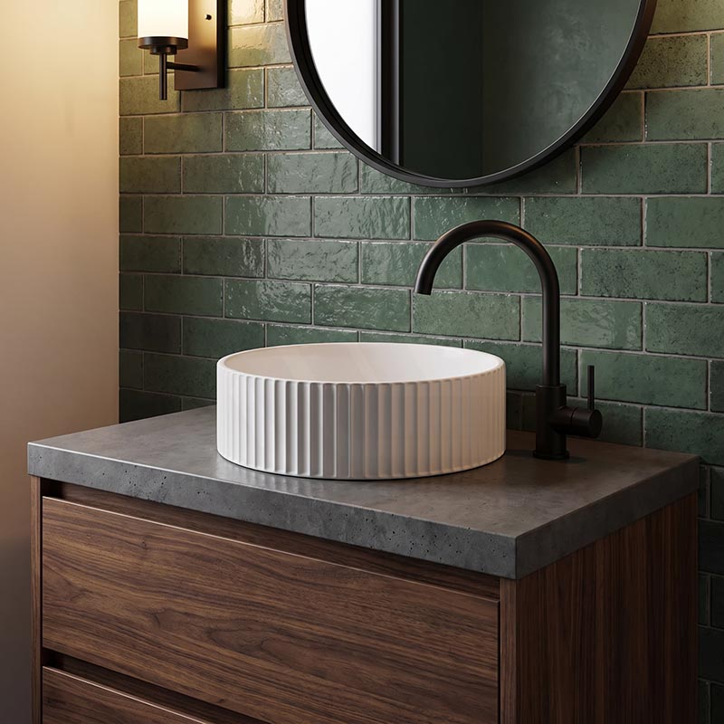 Lukka Olley Fine Ceramic Fluted Above Counter Basin 360/400mm - Variant Colour Available
