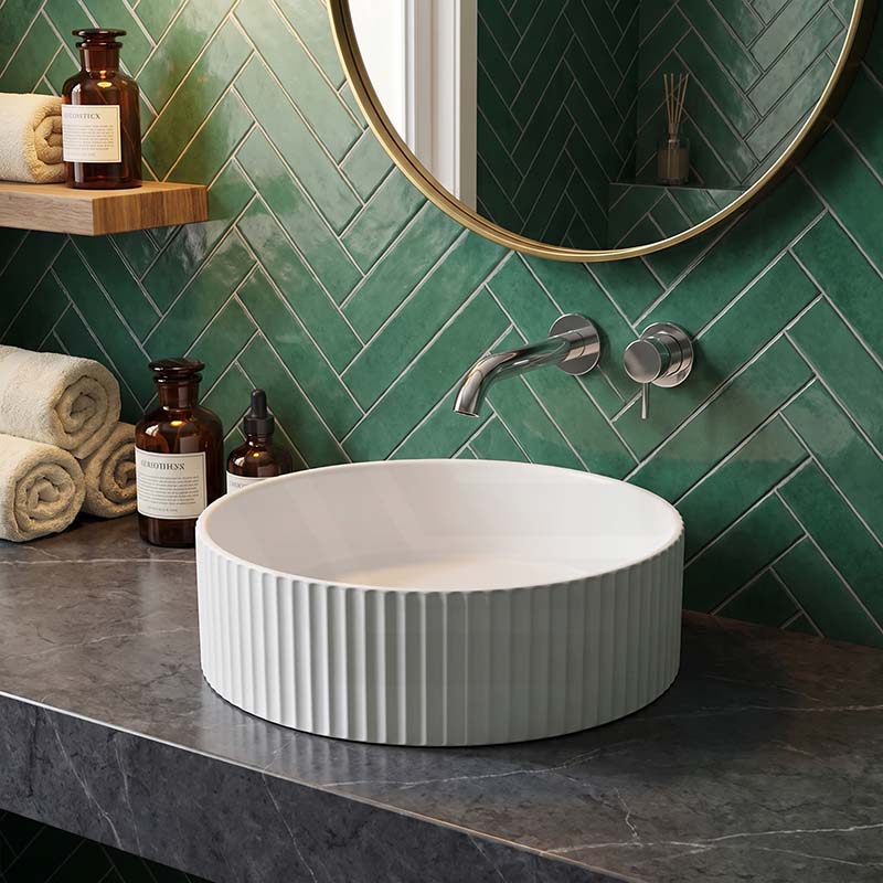 Lukka Olley Fine Ceramic Fluted Above Counter Basin 360/400mm - Variant Colour Available