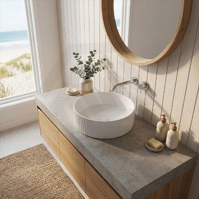 Lukka Olley Fine Ceramic Fluted Above Counter Basin 360/400mm - Variant Colour Available