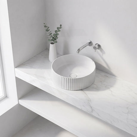 Lukka Olley Fine Ceramic Fluted Above Counter Basin 360/400mm - Variant Colour Available