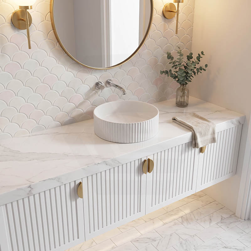 Lukka Olley Fine Ceramic Fluted Above Counter Basin 360/400mm - Variant Colour Available