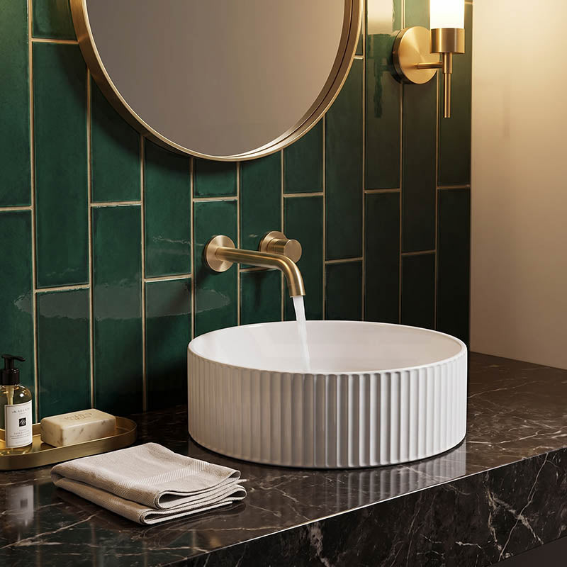 Lukka Olley Fine Ceramic Fluted Above Counter Basin 360/400mm - Variant Colour Available