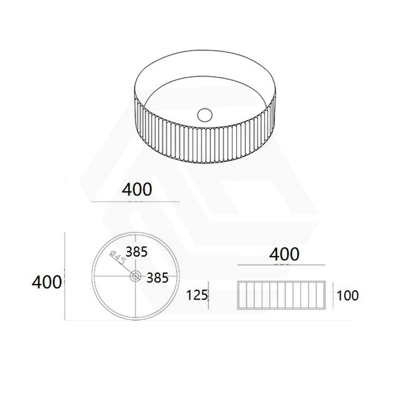 Lukka Olley 360/400mm Fine Ceramic Fluted Above Counter Basin Variant Colour Available