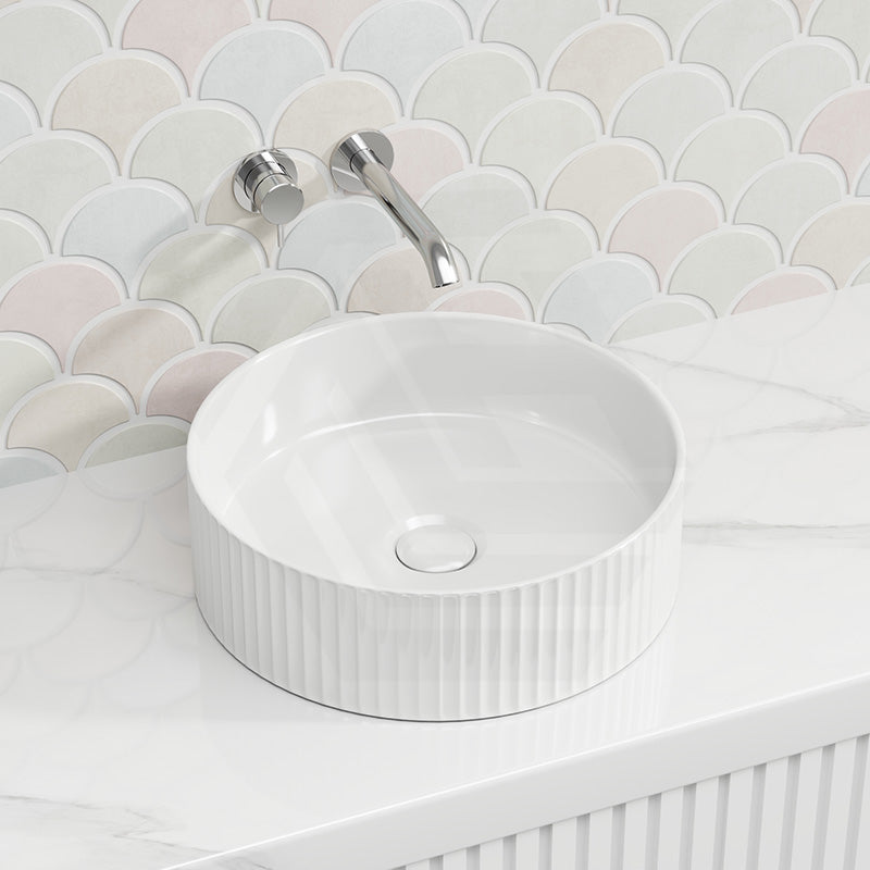 Lukka Olley Fine Ceramic Fluted Above Counter Basin 360/400mm - Variant Colour Available