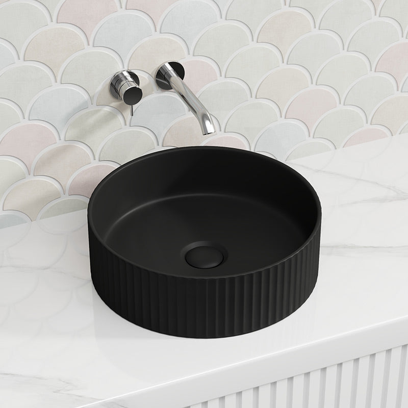 Lukka Olley Fine Ceramic Fluted Above Counter Basin 360/400mm - Variant Colour Available