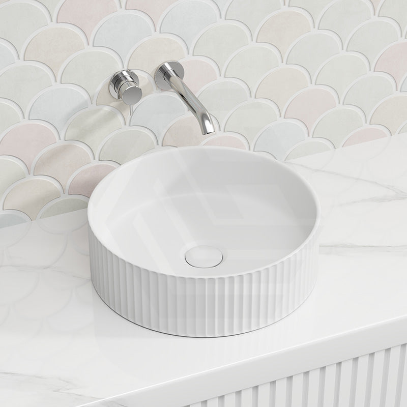 Lukka Olley Fine Ceramic Fluted Above Counter Basin 360/400mm - Variant Colour Available