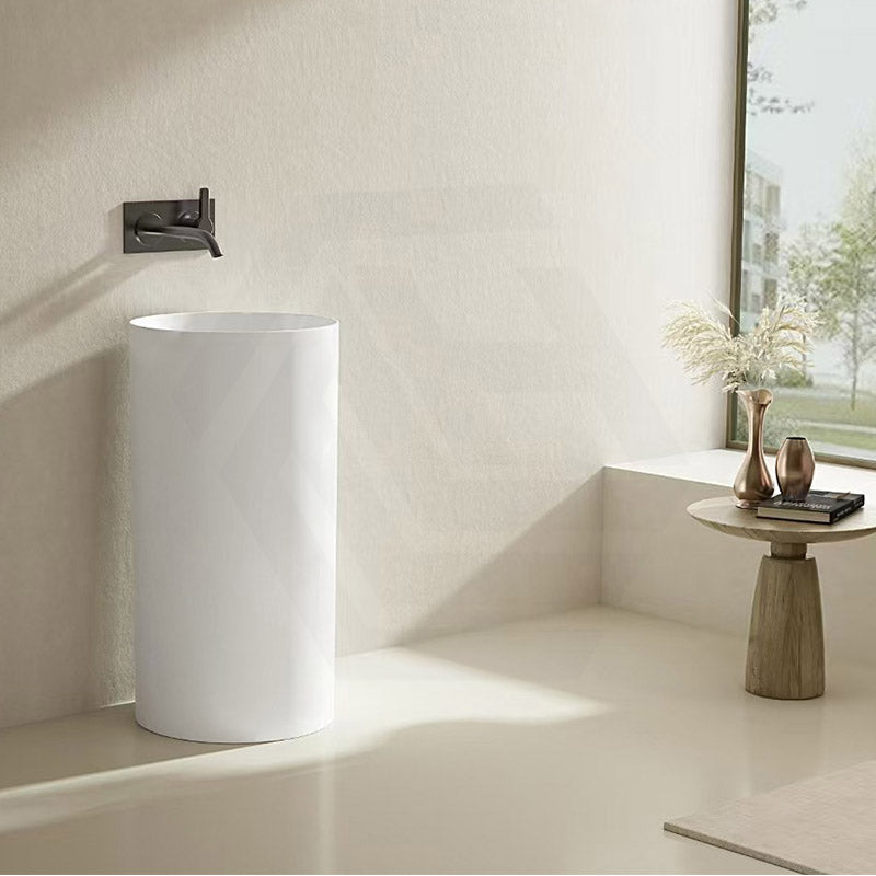 Lukka Ollia 445×455×860mm Matt White Freestanding Pedestal Acrylic Basin