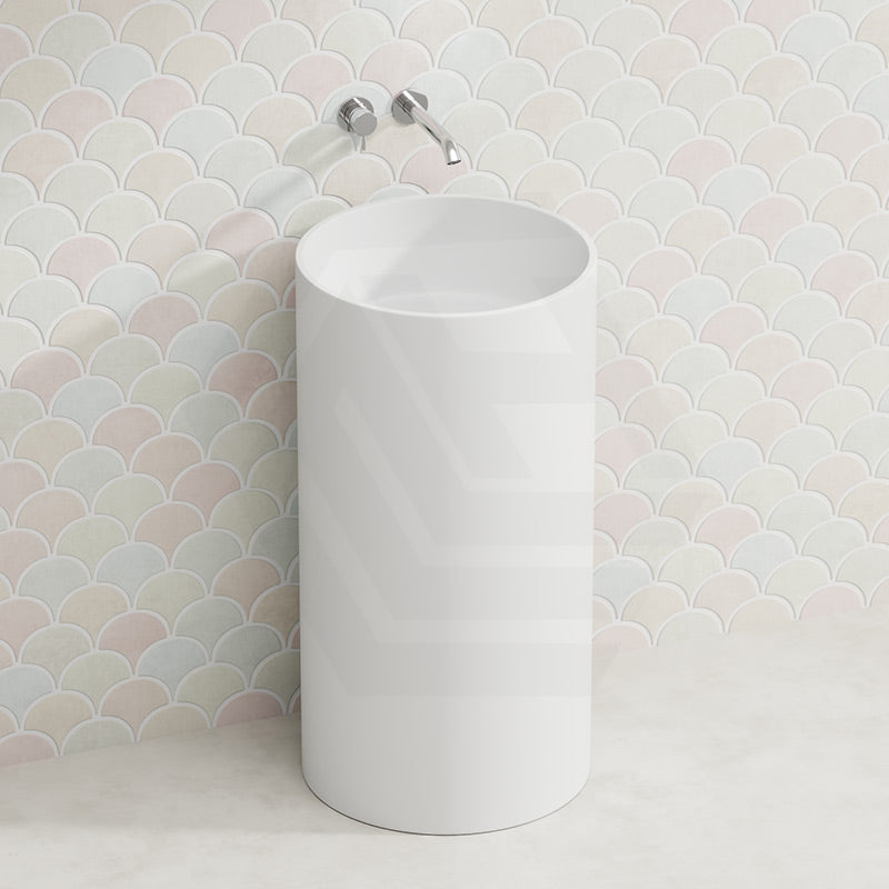 Lukka Ollia Freestanding Pedestal Acrylic Basin 445×455×860mm - Matt White