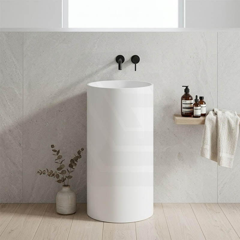 Lukka Ollia Freestanding Pedestal Acrylic Basin 445×455×860mm - Matt White
