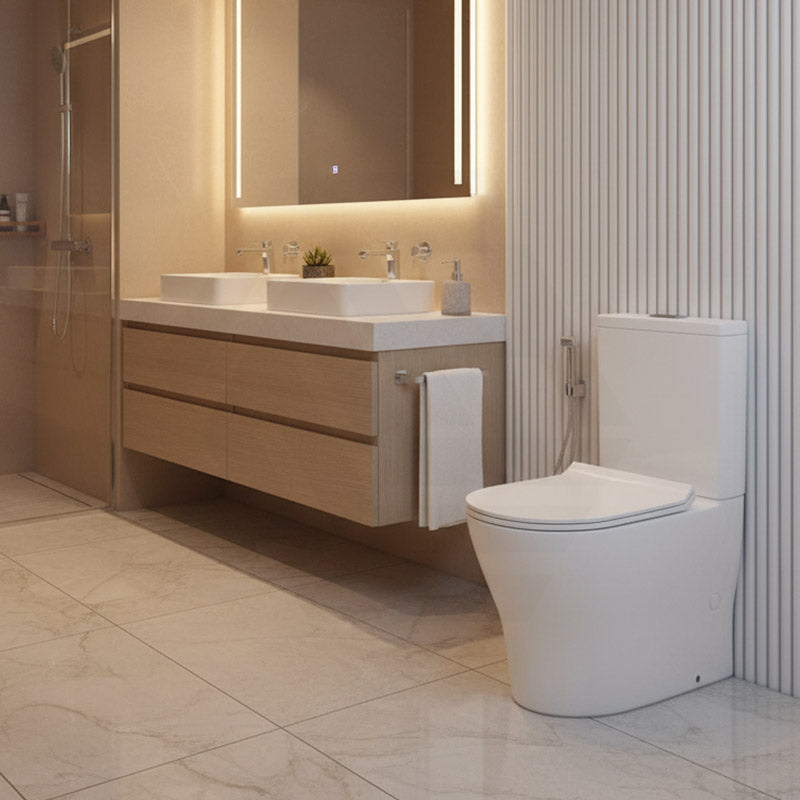 Lukka Orta Tornado Rimless Back to Wall Toilet Suite 700x385x841mm - Gloss White